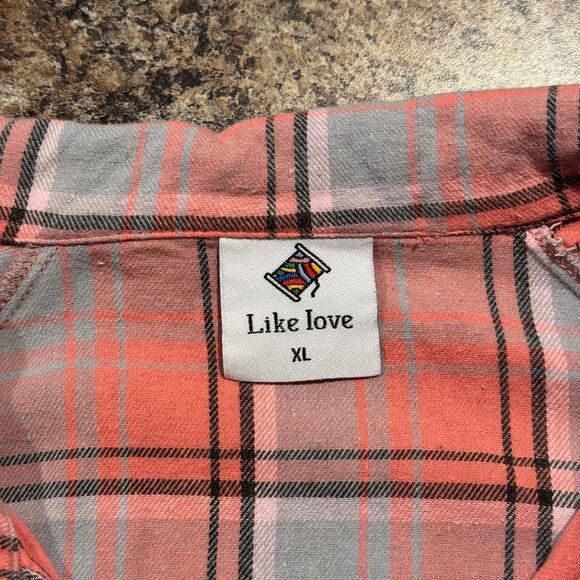 Like Love Top Cottage Oversize Peplum Y2K Grunge Academia Preppy Button Plaid XL - Picture 3 of 10